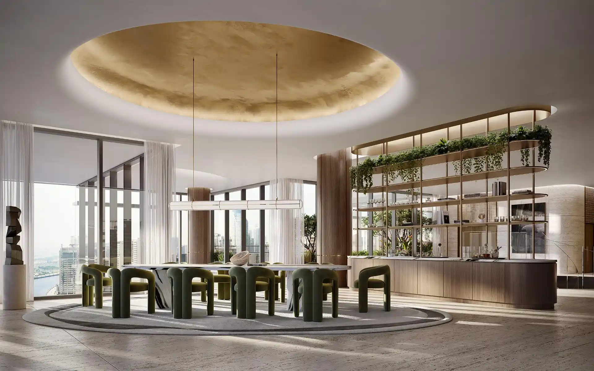 Lounge-Interieur eines Dubai-Neubauprojekts — offizielles Entwickler-Rendering